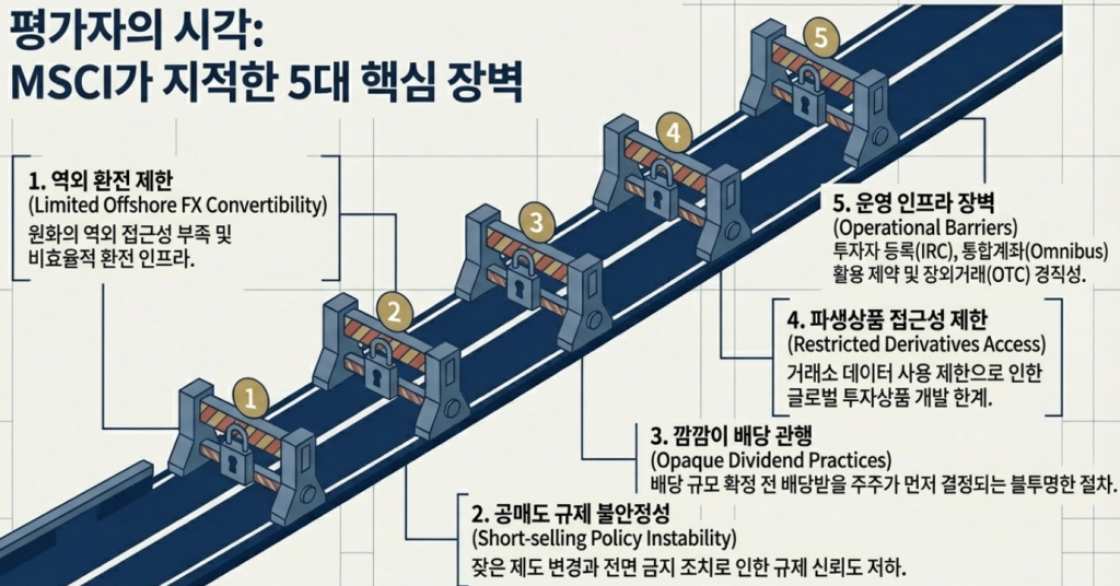 한국의 MSCI 선진지수 편입 가능성에 대한 최신 전망과 가능성 2 MSCI가 지적한 5대 핵심 장벽
